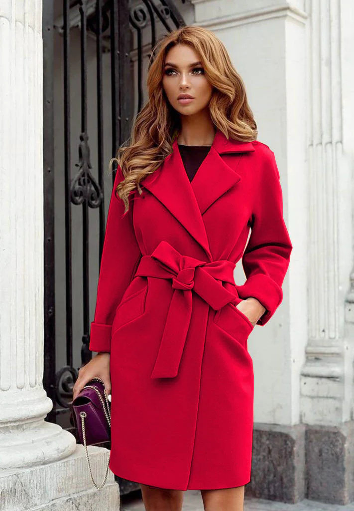 Damen eleganter Trenchcoat mit Gürtel und Taschen Heidi-Mode - Image 8