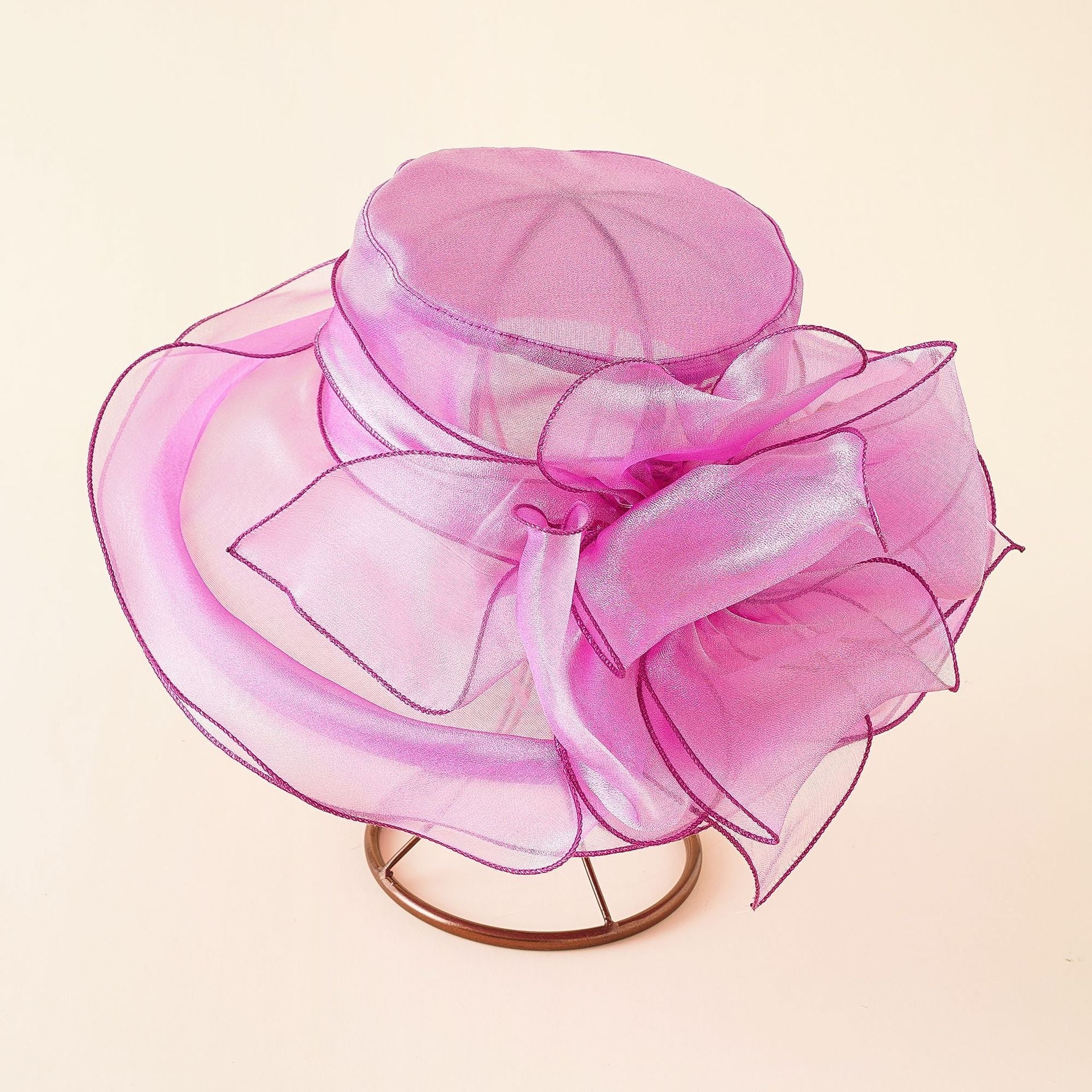 Damen Eleganter Tüllhut mit Großem Gefaltetem Blumenmotiv Heidi-Mode - Image 11
