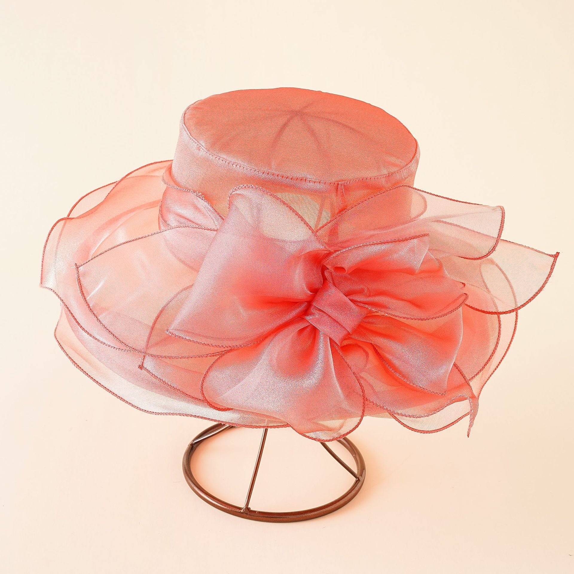 Damen Eleganter Tüllhut mit Großem Gefaltetem Blumenmotiv Heidi-Mode - Image 3