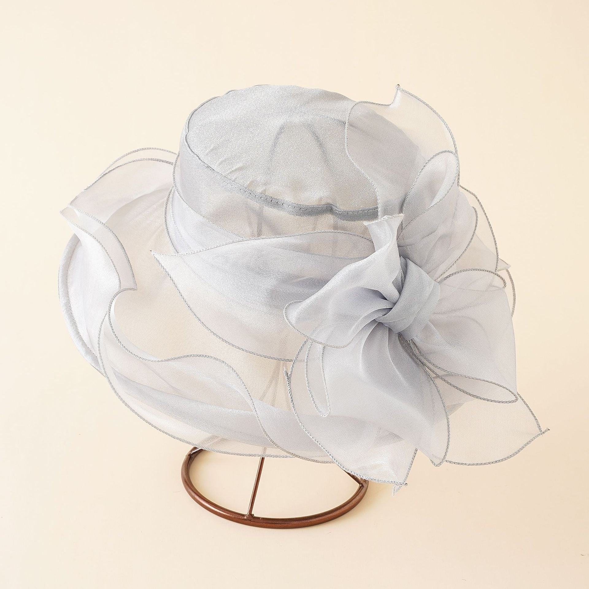 Damen Eleganter Tüllhut mit Großem Gefaltetem Blumenmotiv Heidi-Mode - Image 8