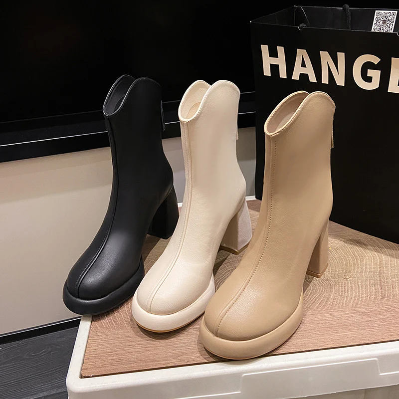 Damen eleganter und edler Ankle Boot mit blockiertem Absatz und Reißverschluss Heidi Mode - Image 4