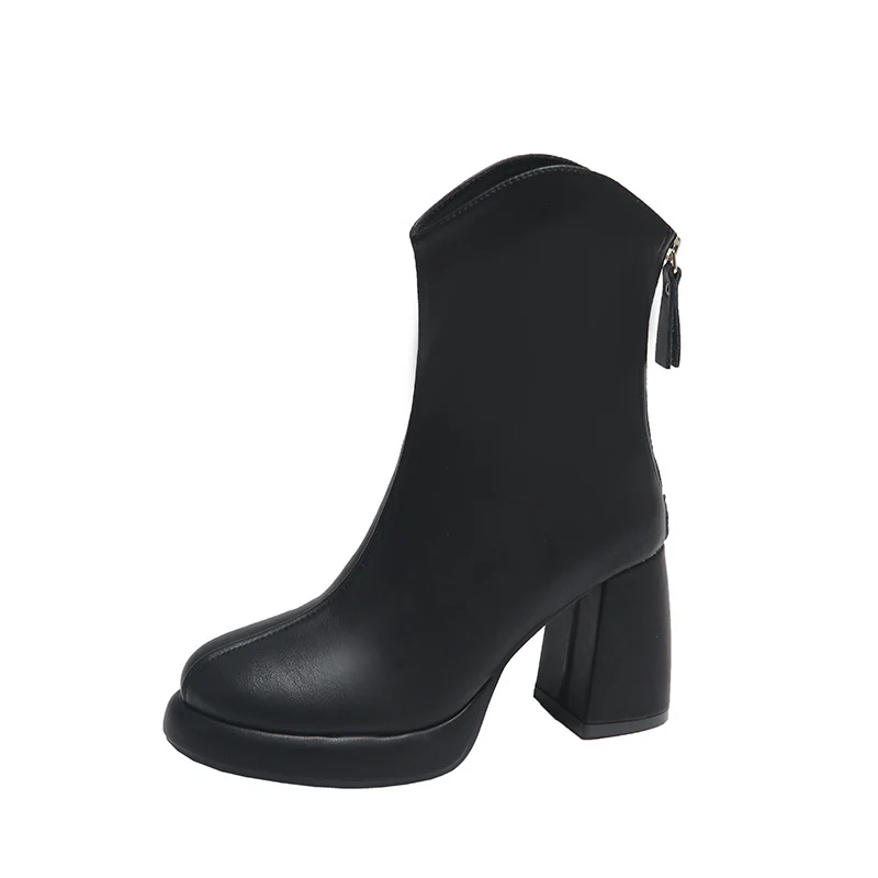 Damen eleganter und edler Ankle Boot mit blockiertem Absatz und Reißverschluss Heidi Mode - Image 6