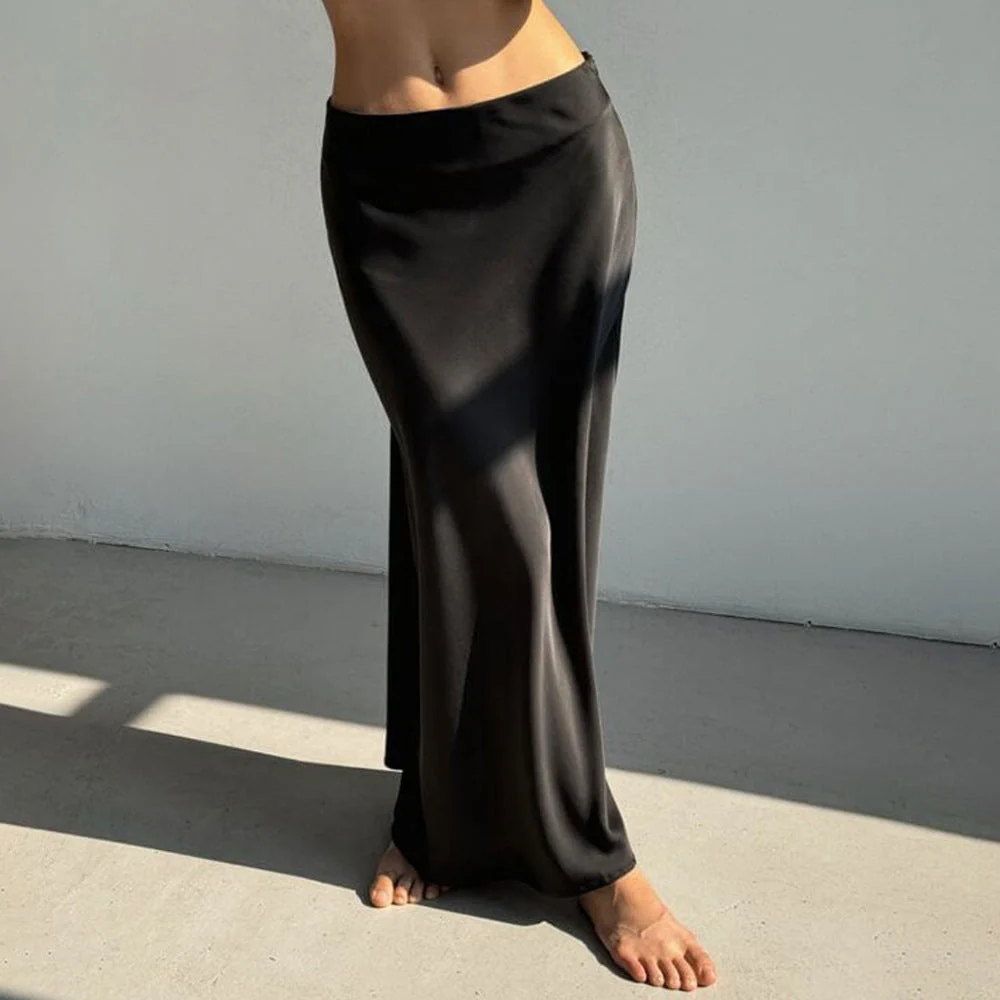 Damen Eleganter und Fließender Maxi-Rock Aus Hochwertigem Satin Heidi-Mode - Image 2