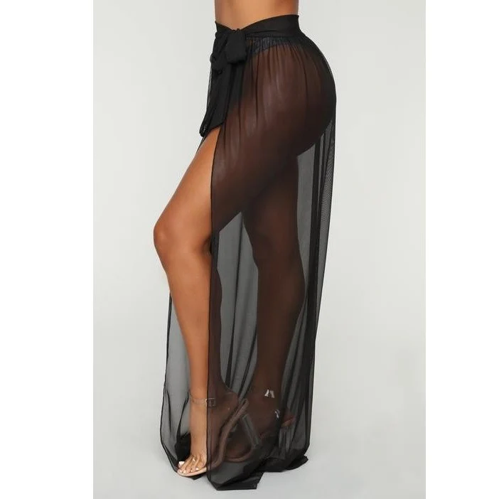 Damen Eleganter Wickelrock aus leichtem Chiffon mit hohem Schlitz Heidi-Mode - Image 2