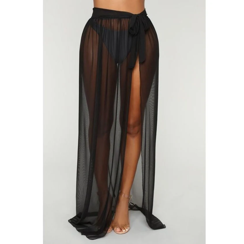 Damen Eleganter Wickelrock aus leichtem Chiffon mit hohem Schlitz Heidi-Mode - Image 5