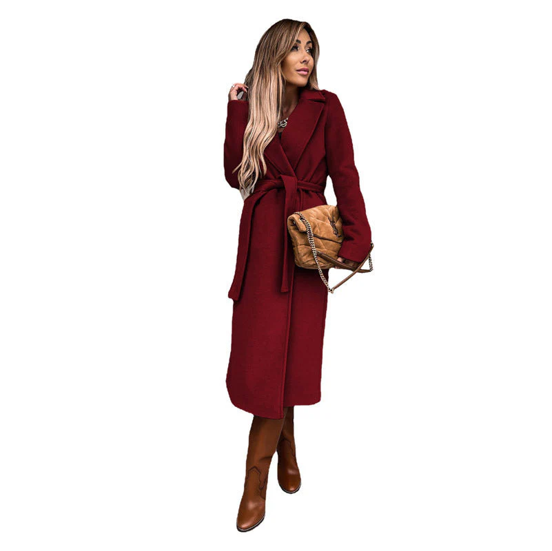 Damen Eleganter Wolle-Mantel mit Tailliertem Schnitt und Gürtel Heidi-Mode - Image 4