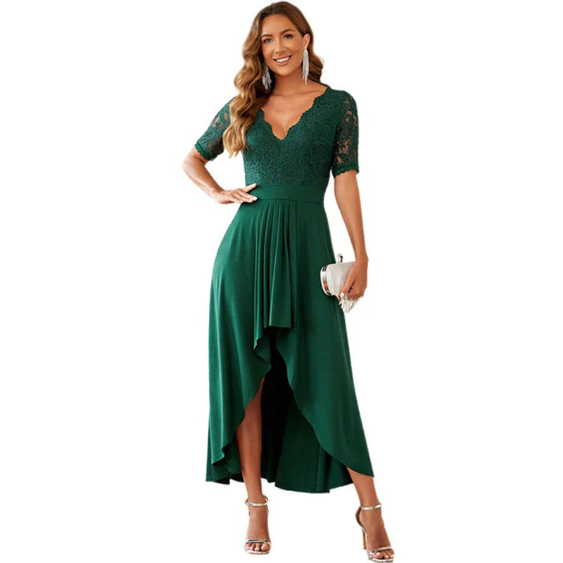 Damen Elegantes Abendkleid mit Tiefem V-Ausschnitt und Gerafftem Rocksaum Heidi-Mode - Image 6