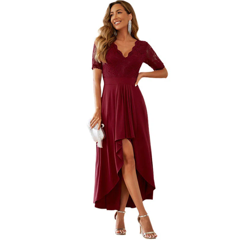 Damen Elegantes Abendkleid mit Tiefem V-Ausschnitt und Gerafftem Rocksaum Heidi-Mode - Image 7