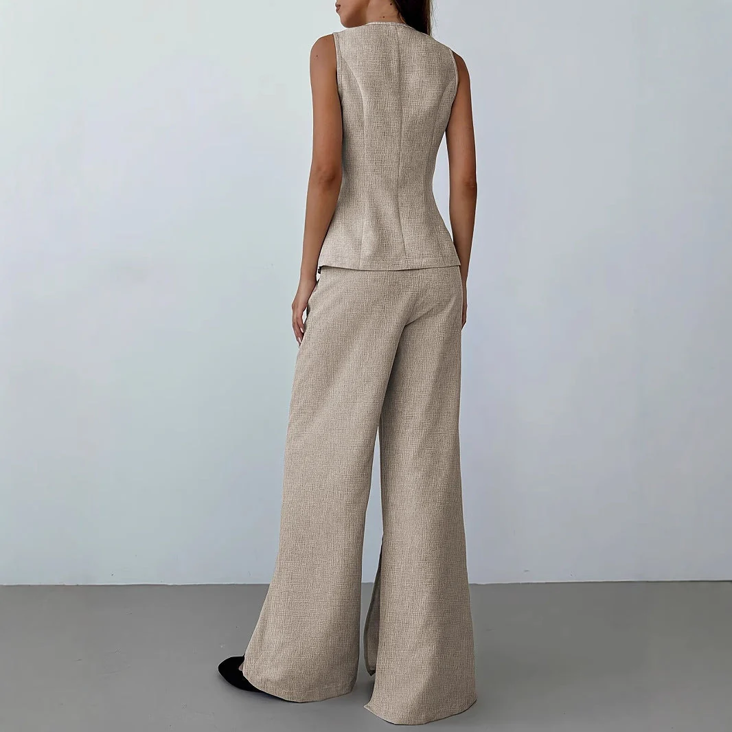 Damen Elegantes Anzug-Set mit Tailliertem Blazer und Weit Geschnittene Hose Heidi-Mode - Image 2