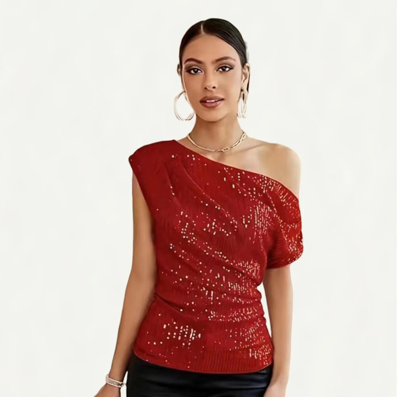 Damen Elegantes asymmetrisches Top mit Glitzerakzenten Heidi-Mode - Image 4