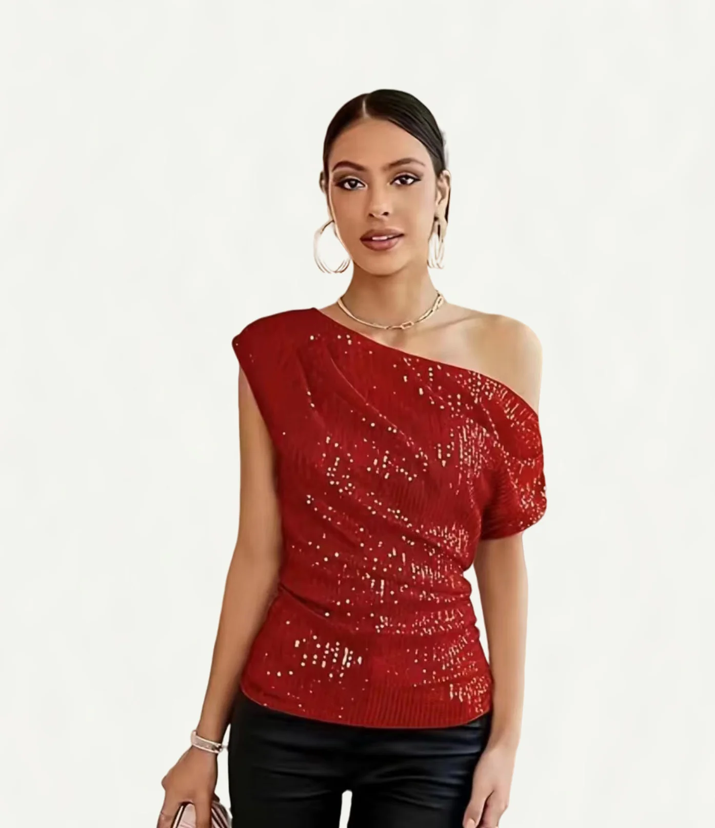 Damen Elegantes asymmetrisches Top mit Glitzerakzenten Heidi-Mode - Image 6