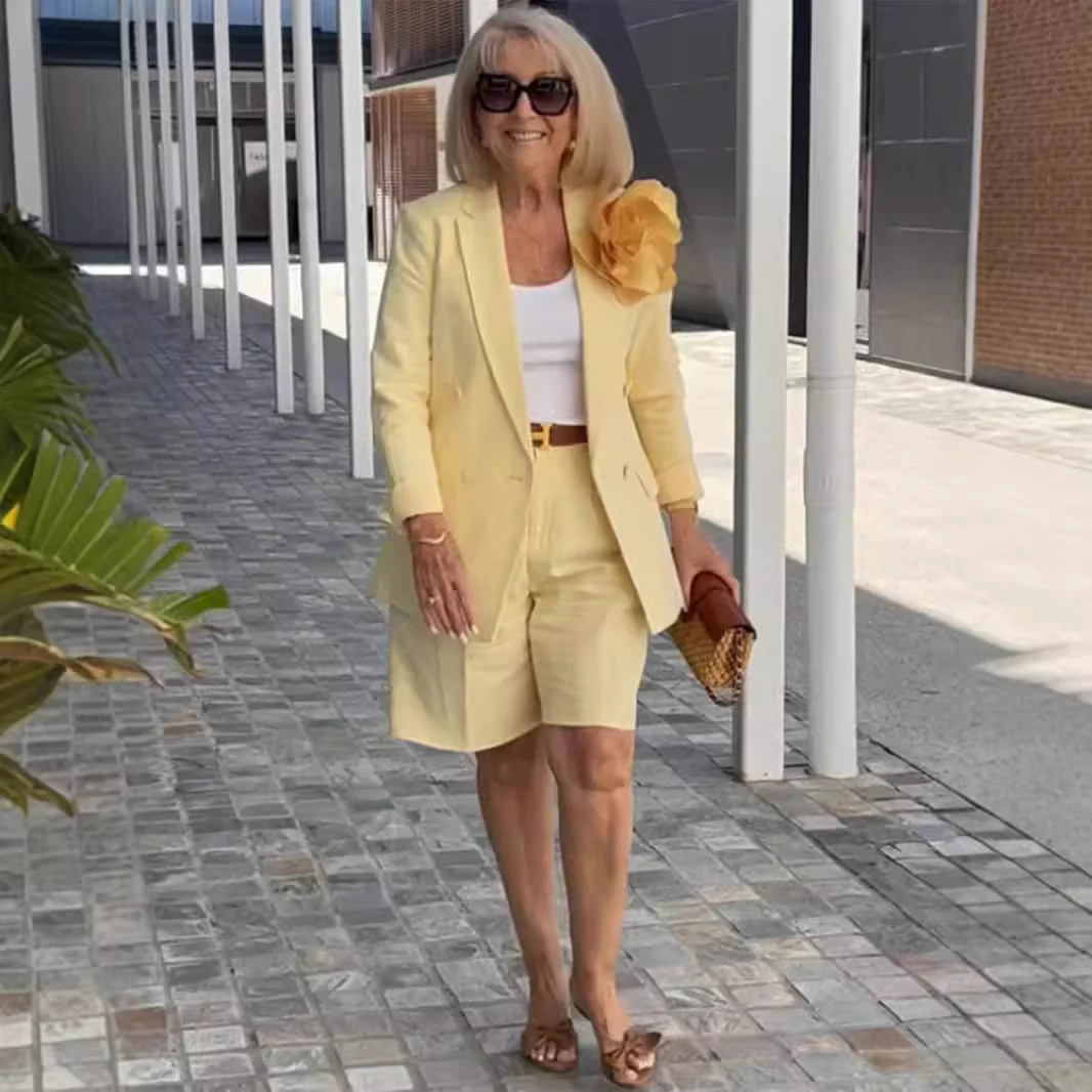 Damen Elegantes Blazer-Shorts-Ensemble mit Modischer Knopfdetail und Hochwertigem Material Heidi-Mode - Image 2