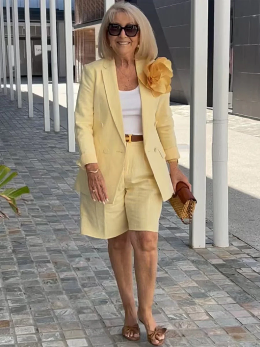 Damen Elegantes Blazer-Shorts-Ensemble mit Modischer Knopfdetail und Hochwertigem Material Heidi-Mode - Image 9
