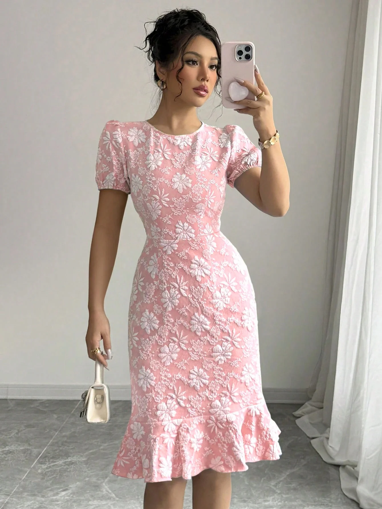 Damen Elegantes Blumenkleid mit Rüschensaum Heidi-Mode - Image 7