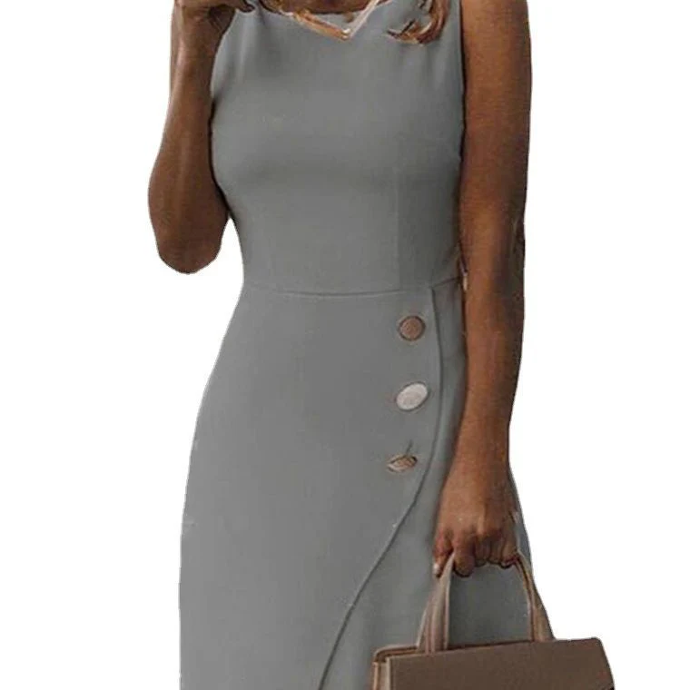 Damen Elegantes Etui-Kleid mit Knopfdetail Heidi-Mode - Image 5