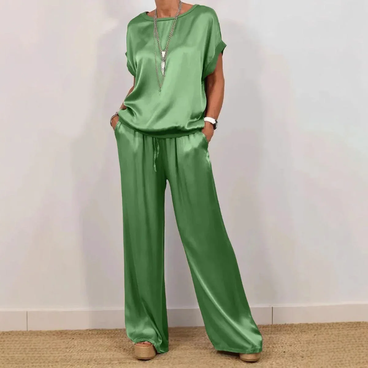 Damen Elegantes Lounge-Set mit Fließendem Schnitt und Elastischem Bund Heidi-Mode - Image 2