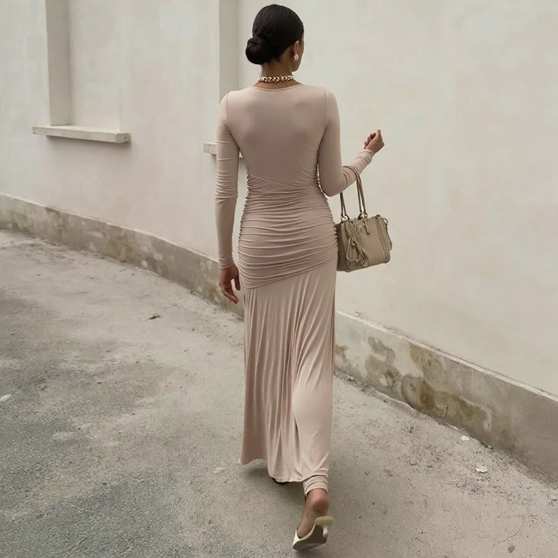 Damen elegantes Maxi-Kleid mit raffiniertem Wickel-Design Heidi-Mode - Image 3