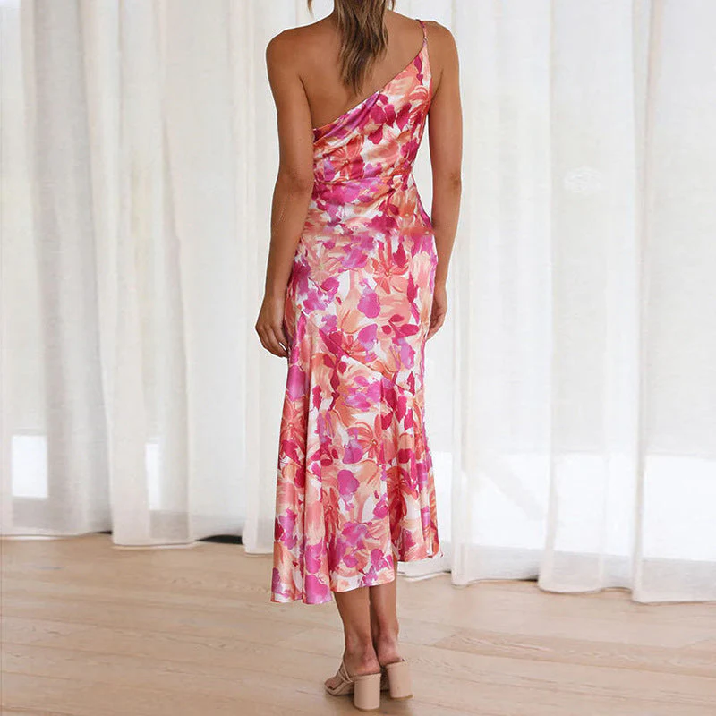 Damen Elegantes Maxikleid mit Asymmetrischem Träger und Floralem Design Heidi-Mode - Image 4