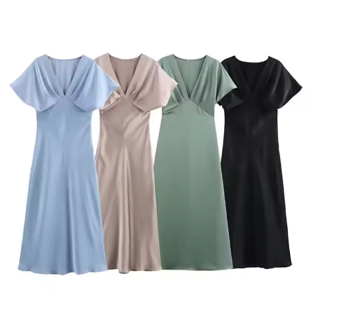 Damen Elegantes Midi-Kleid mit Puffärmeln und Figurbetontem Schnitt Heidi-Mode - Image 6