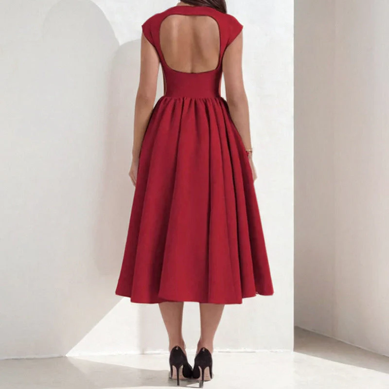 Damen Elegantes Midikleid mit Tailliertem Oberteil und Schwingendem Rock Heidi-Mode - Image 4
