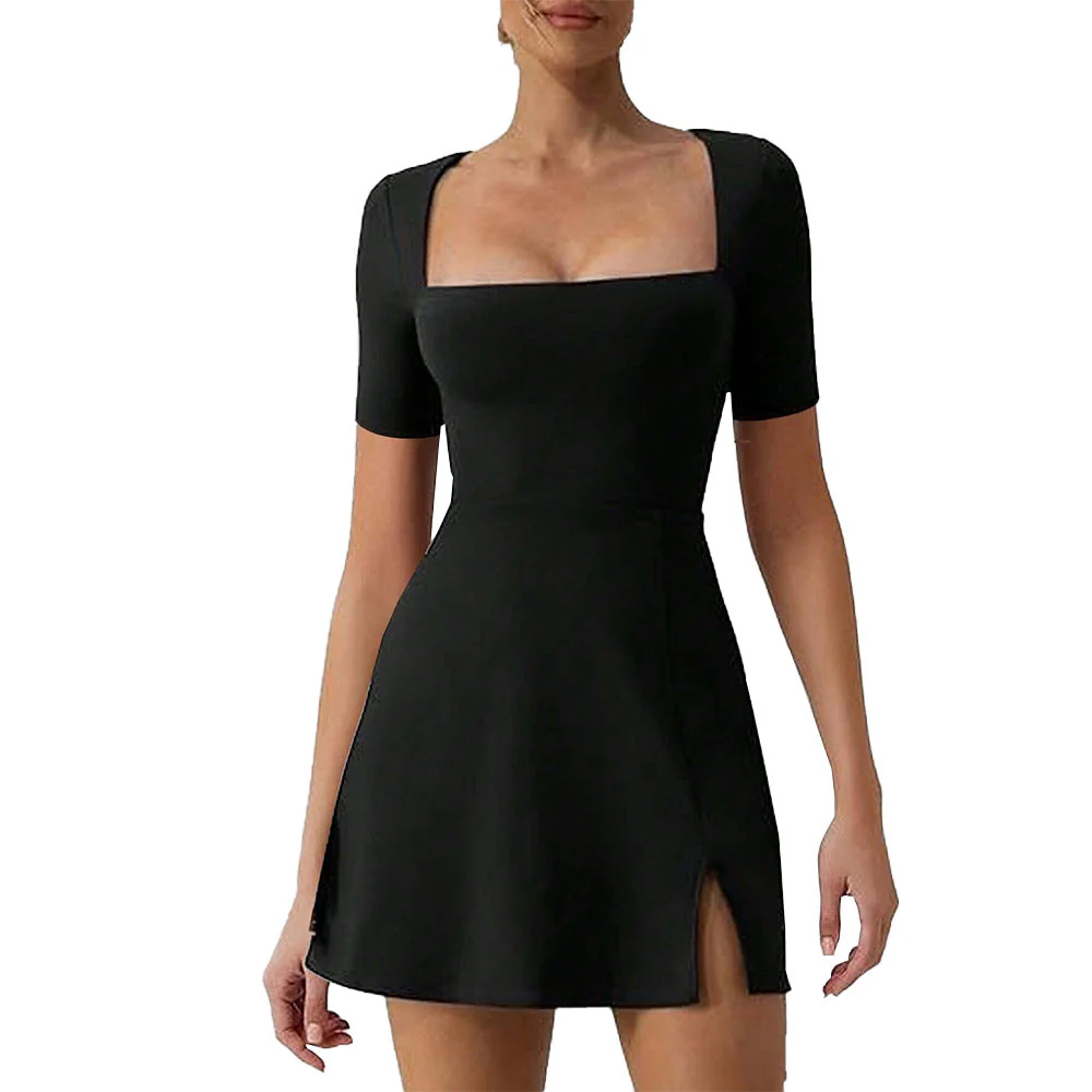 Damen Elegantes Minikleid mit Quadratischem Ausschnitt und Figurbetontem Schnitt Heidi-Mode - Image 4