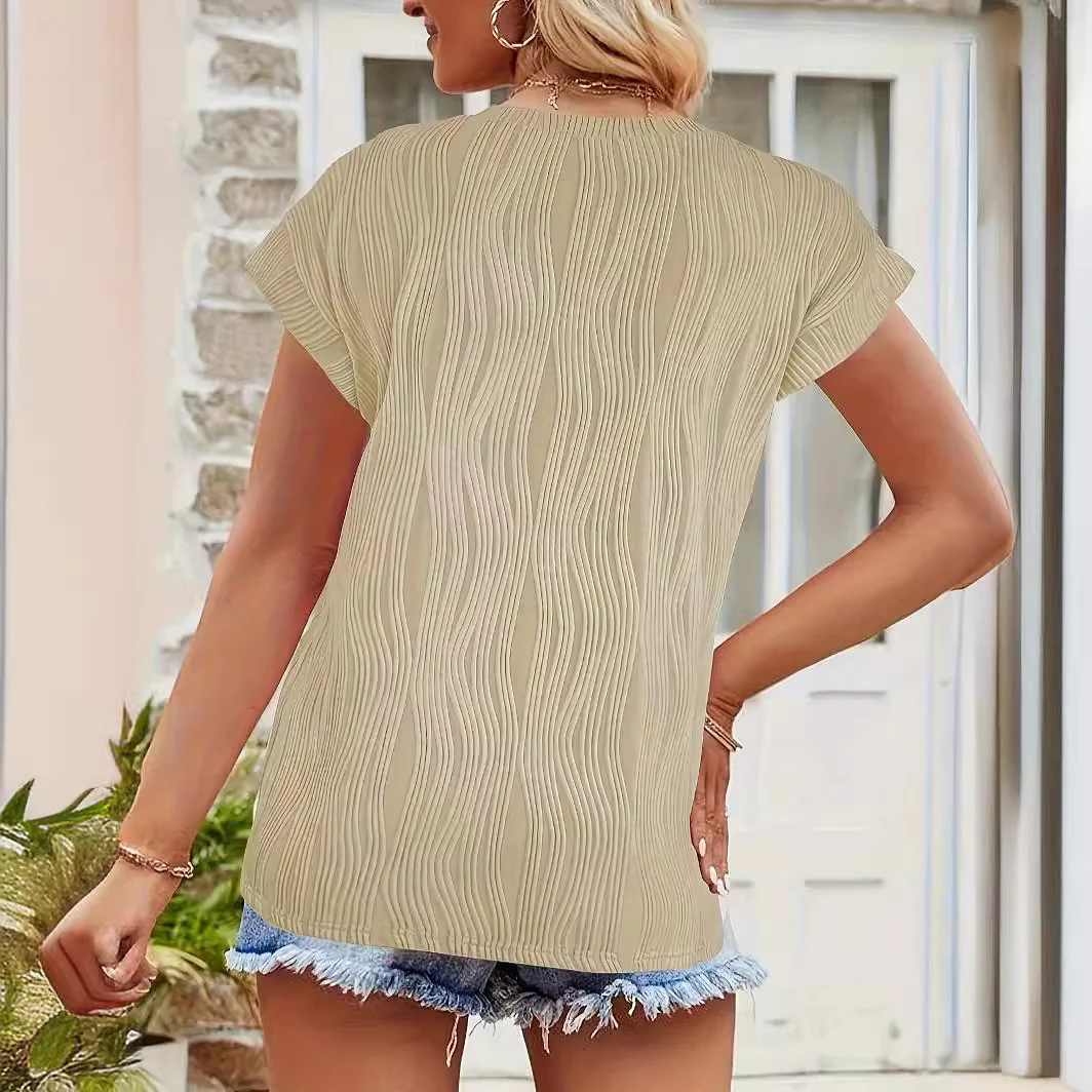 Damen Elegantes Oberteil mit strukturiertem Wellenmuster und elastischem Saum Heidi-Mode - Image 4