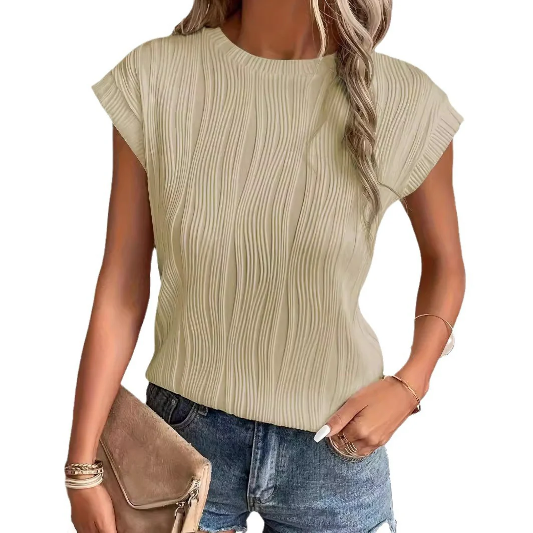 Damen Elegantes Oberteil mit strukturiertem Wellenmuster und elastischem Saum Heidi-Mode - Image 5