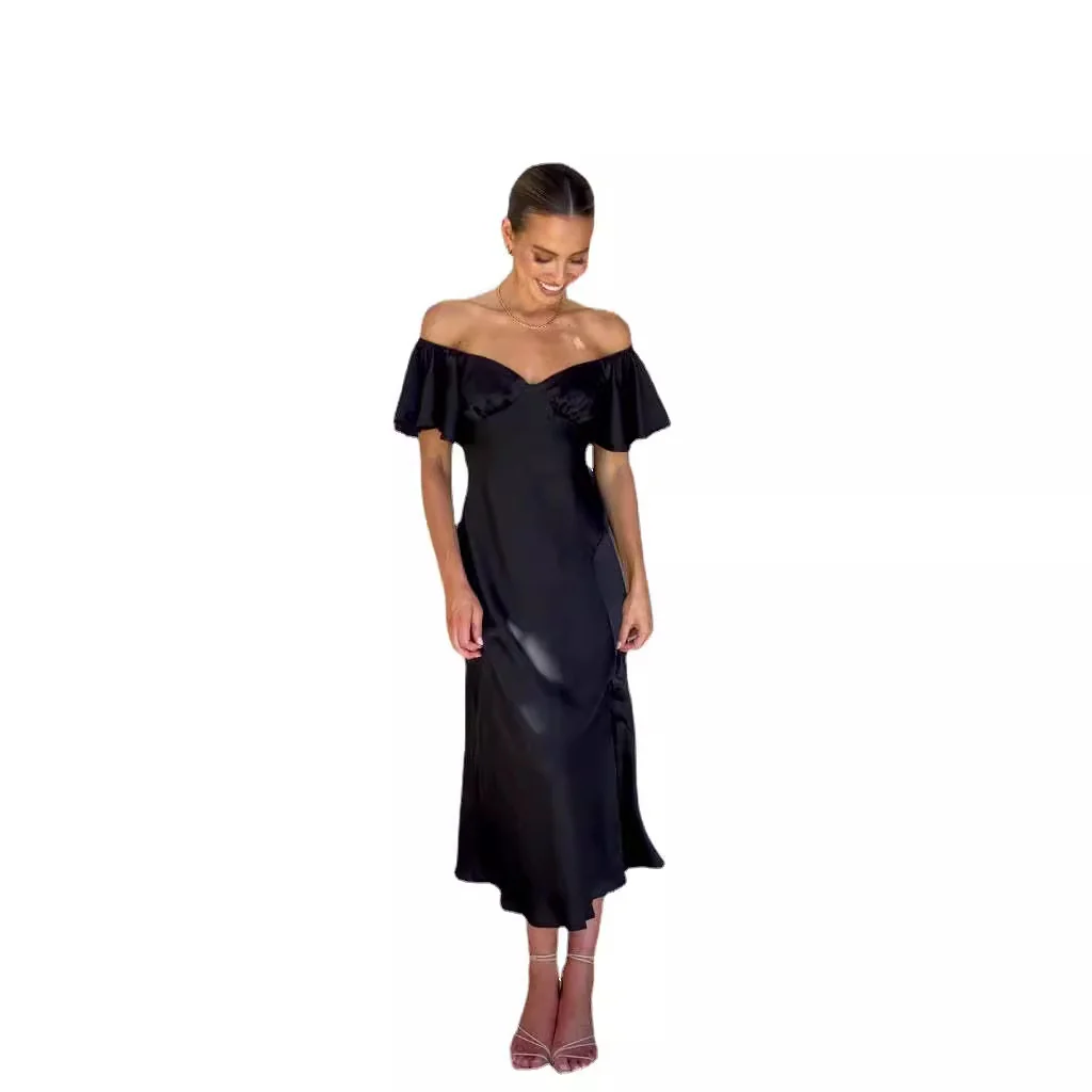Damen elegantes Off-Shoulder Maxikleid mit seitlichem Schlitz und luftigen Rüschendetails Heidi-Mode - Image 4