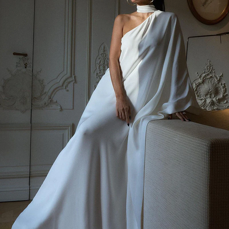 Damen Elegantes One-Shoulder Abendkleid mit Fließendem Stoff und Schickem Kragen Heidi-Mode - Image 6