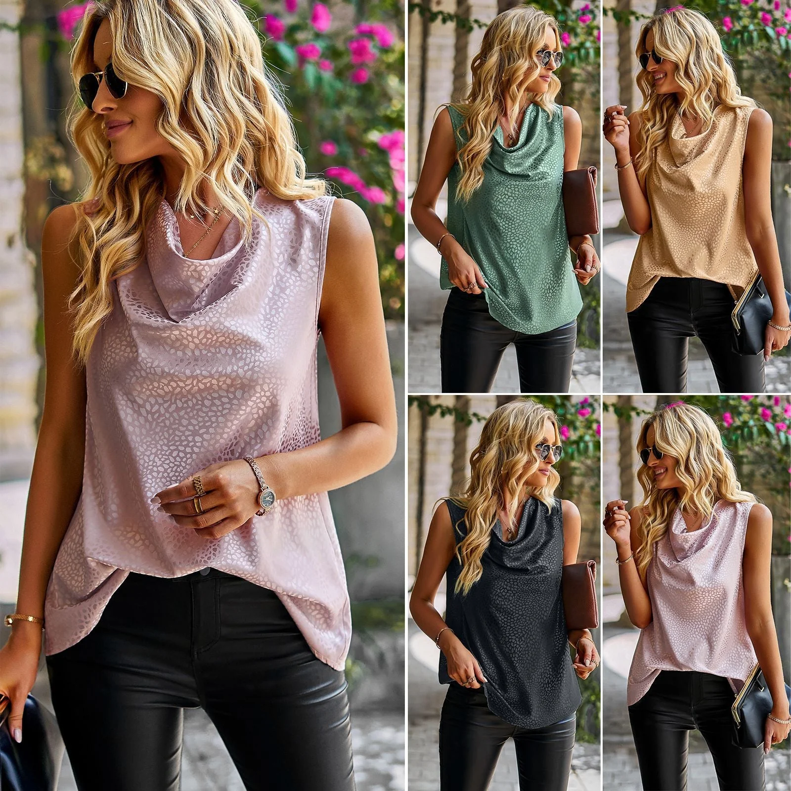 Damen Elegantes Top mit Asymmetrischem Saum und Lässigem Wasserfall-Ausschnitt Heidi-Mode