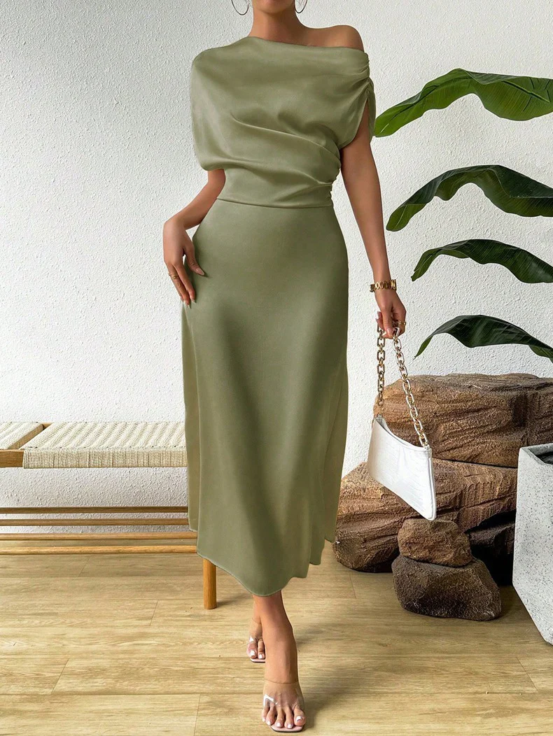Damen Elegantes und fließendes Abendkleid mit asymmetrischem Schnitt Heidi Mode - Image 6