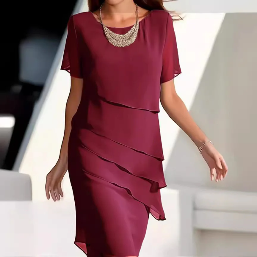 Damen elegantes Wickelkleid mit Schichten Heidi-Mode - Image 3