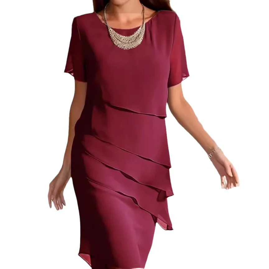 Damen elegantes Wickelkleid mit Schichten Heidi-Mode - Image 6