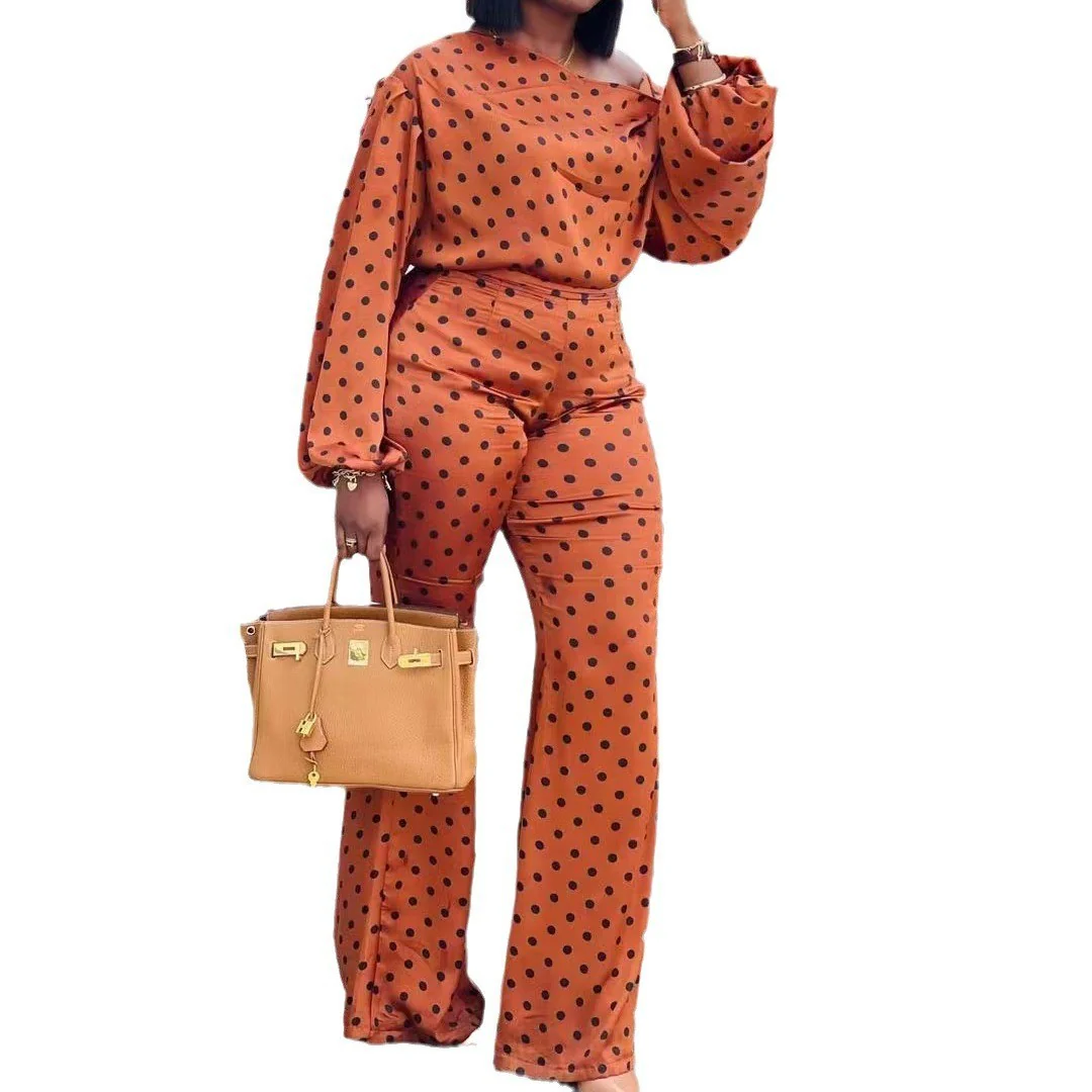 Damen Elegantes Zweiteiliges Set mit Punkten und weitem Bein Heidi-Mode - Image 2