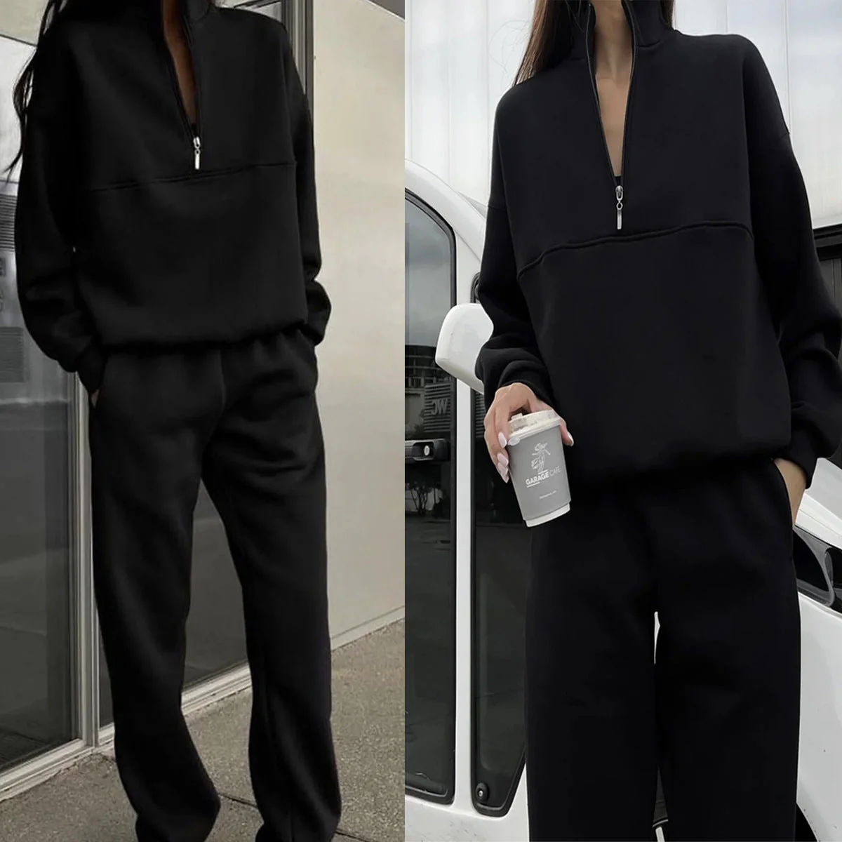 Damen Entspannter Oversized Pullover mit Halbem Reißverschluss und Bequemen Bündchen Heidi-Mode - Image 10