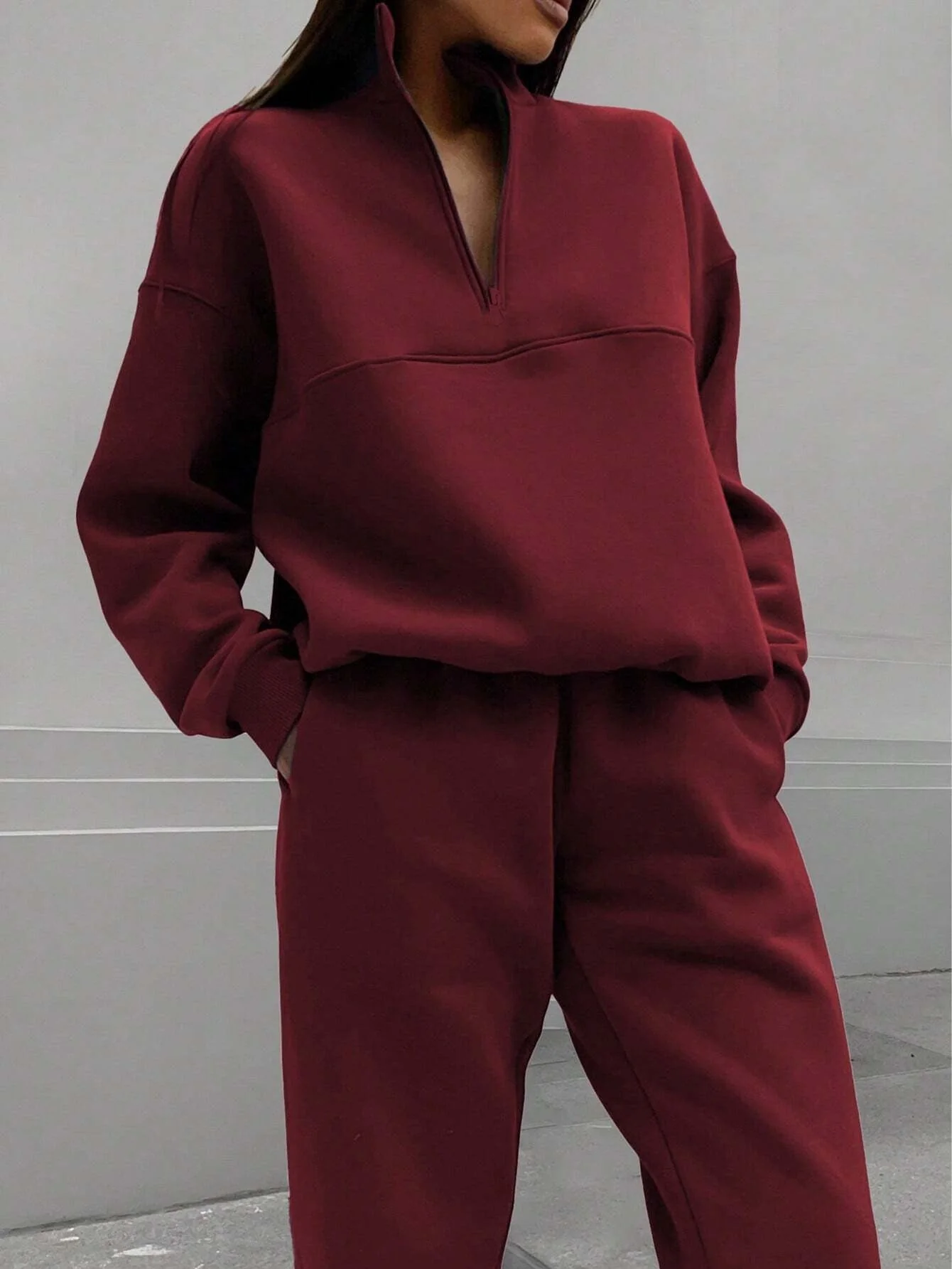 Damen Entspannter Oversized Pullover mit Halbem Reißverschluss und Bequemen Bündchen Heidi-Mode - Image 6