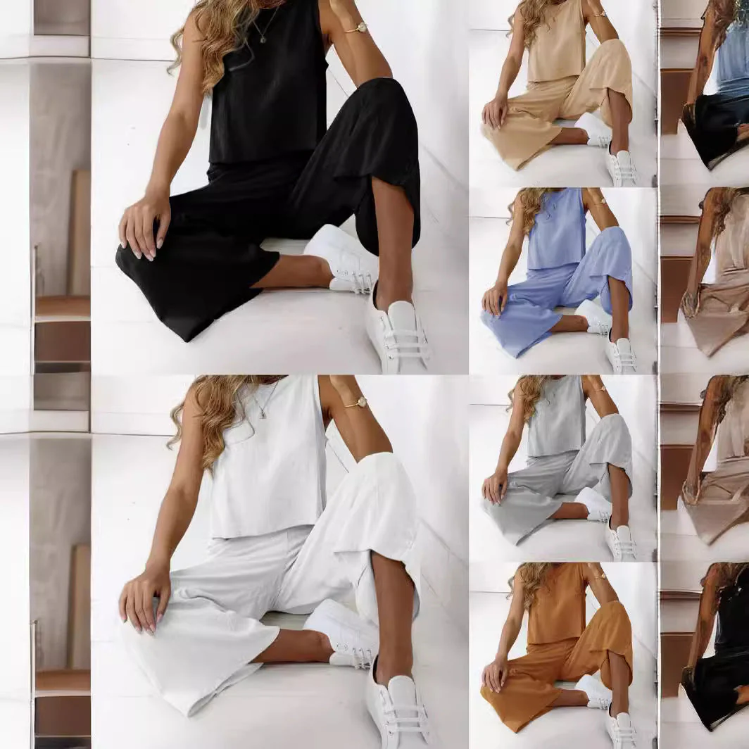Damen Entspanntes Oberteil und Weite Hose Set Heidi-Mode