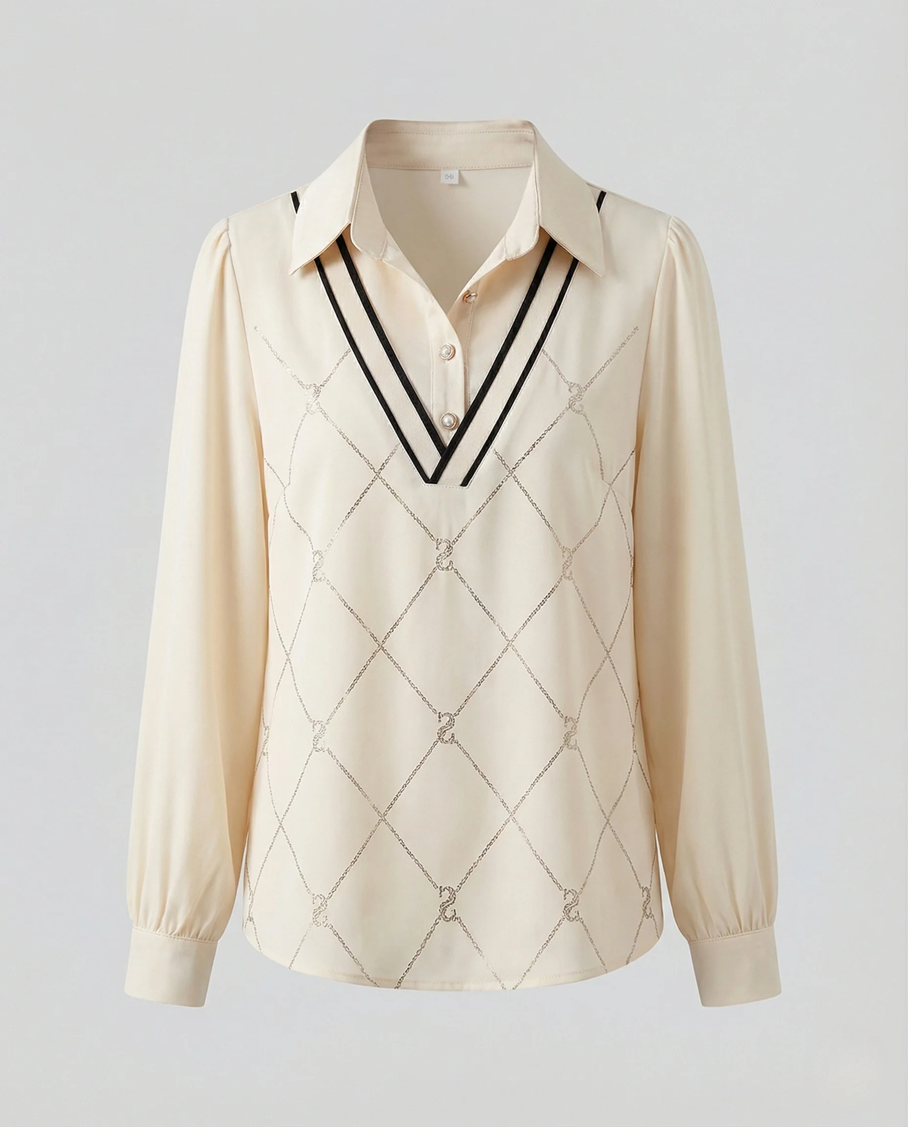 Damen Two Piece Sweater Strickpullover in Blusenoptik mit Hemdkragen und V-Ausschnitt Heidi Mode - Image 5