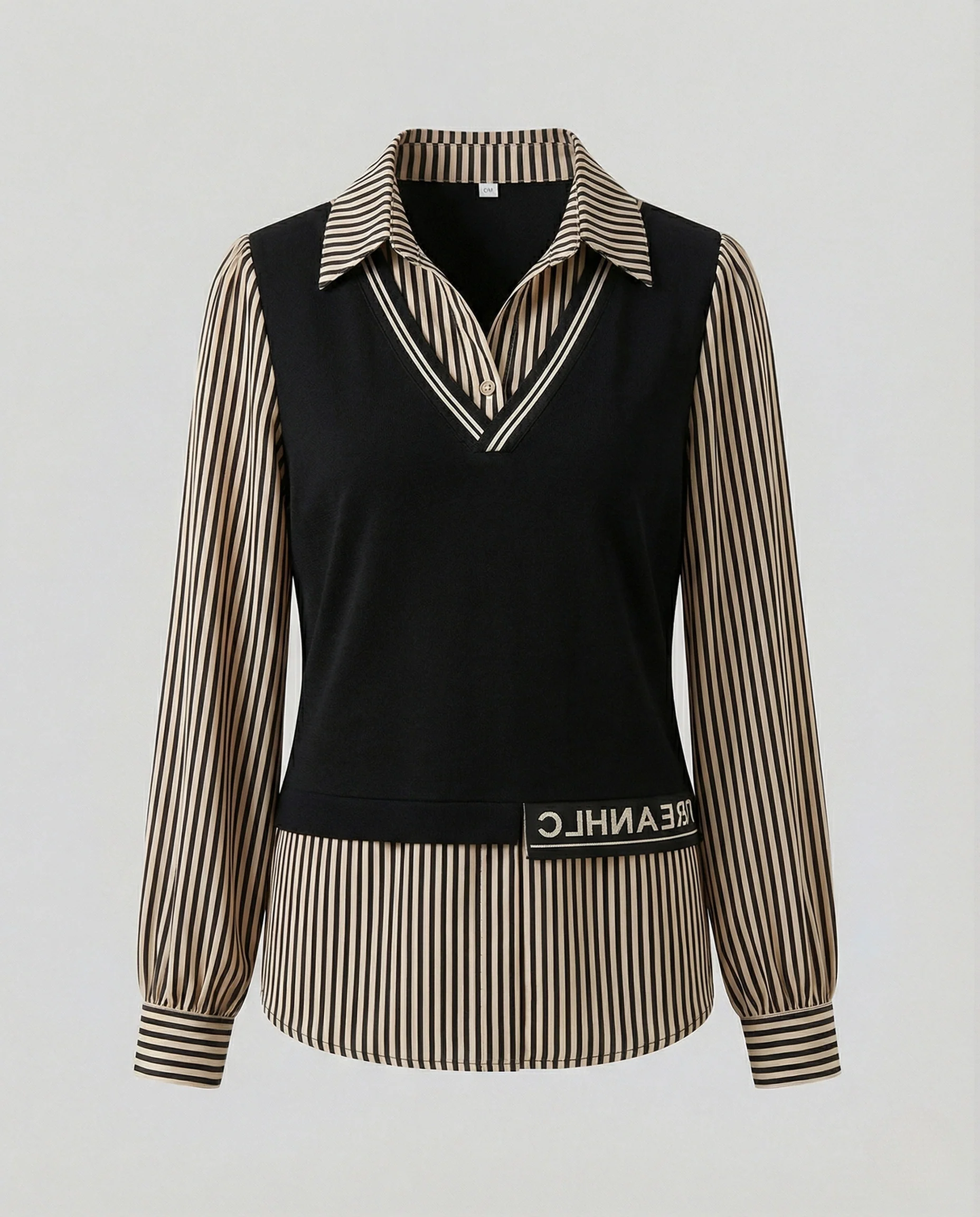 Damen Two Piece Sweater Strickpullover in Blusenoptik mit Hemdkragen und V-Ausschnitt Heidi Mode - Image 8