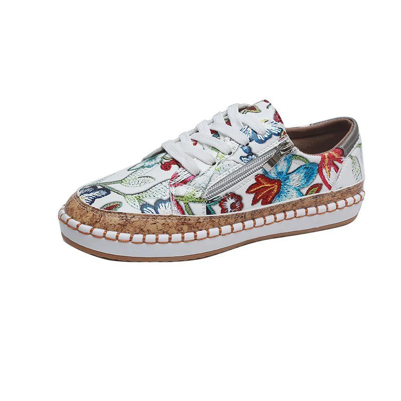 Damen farbenfrohe Sneaker mit Kork-Außensohle und floralem Design Heidi Mode - Image 5