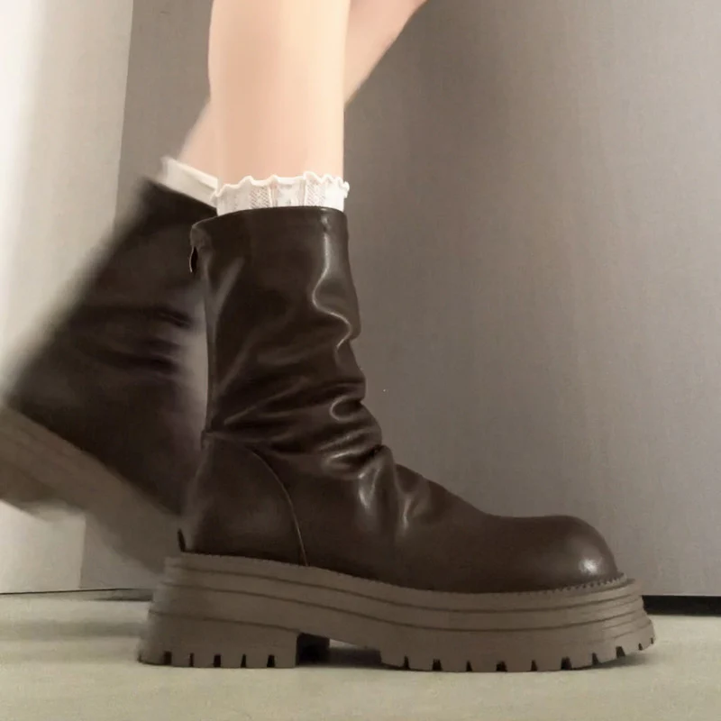 Damen Fashion-Stiefel mit breiter Sohle und elegantem Falten-Design Heidi Mode - Image 7