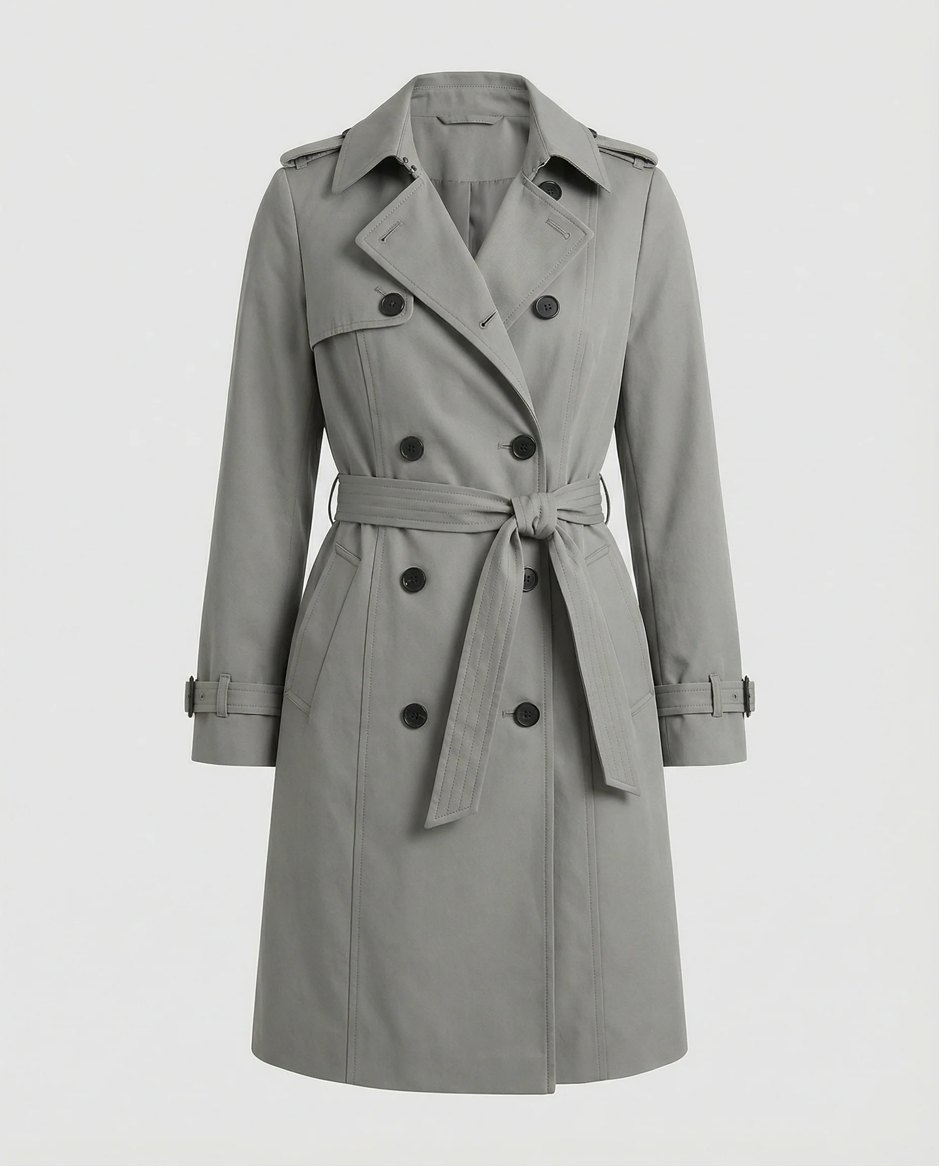 Damen Fashion Trends weit geschnittener doppelreihiger Trenchcoat mit Taillengürtel und Schulterpatten Heidi-Mode - Image 5