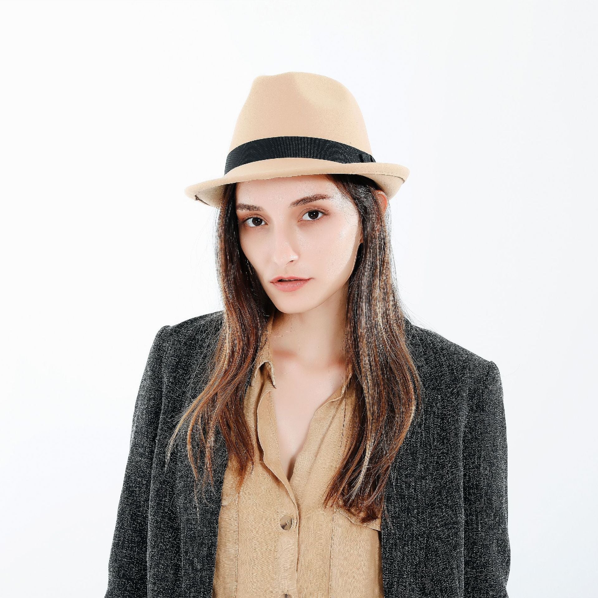 Damen Fedora-Hut Aus Hochwertigem Wollmix mit Stilvollem Band Heidi-Mode