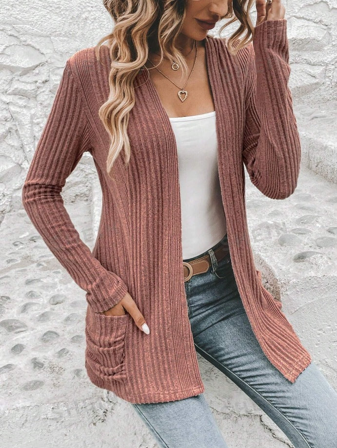 Damen Feinstrickjacke mit Tiefem V-Ausschnitt und Praktischen Taschen Heidi-Mode - Image 4