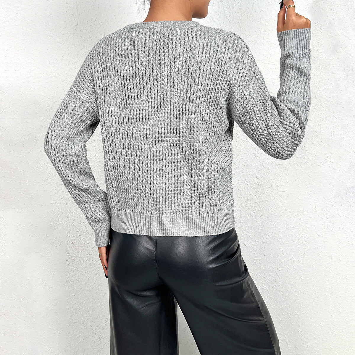Damen Feinstrickpullover mit V-Ausschnitt und langen Ärmeln Heidi-Mode - Image 4