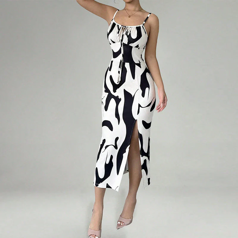 Damen Figurbetonendes Maxikleid mit Verstellbaren Trägern und Raffiniertem Schlitz Heidi-Mode - Image 2