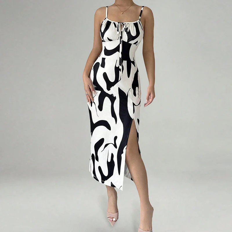 Damen Figurbetonendes Maxikleid mit Verstellbaren Trägern und Raffiniertem Schlitz Heidi-Mode - Image 3