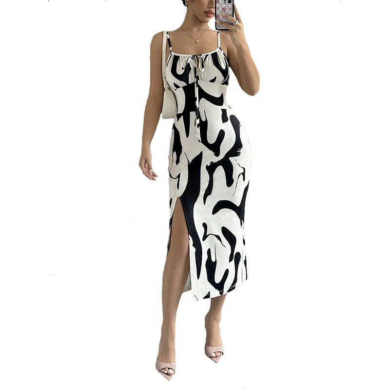 Damen Figurbetonendes Maxikleid mit Verstellbaren Trägern und Raffiniertem Schlitz Heidi-Mode - Image 5
