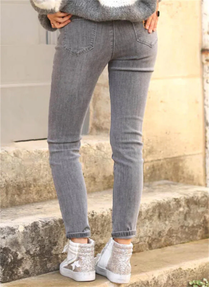 Damen figurbetonte Jeans im Vintage-Look mit hohem Bund und knöchellanger Passform Heidi-Mode - Image 3