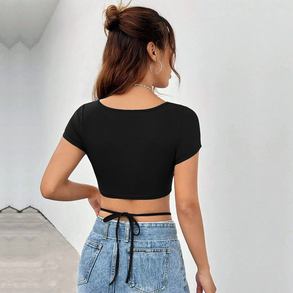 Damen Figurbetontes Crop-Top mit Modischen Cut-Out-Details Heidi-Mode - Image 2